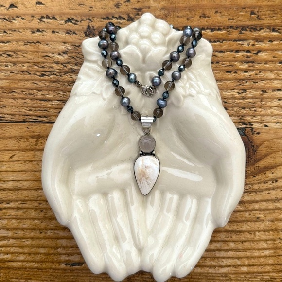 Beautiful Beaded Necklace with Multi Gemstone Pendant - Picture 11 of 11